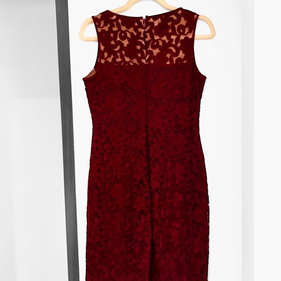 Lauren Ralph Lauren Melia Ava Floral Lace Dress Burgundy Size 6 - Picture 4 of 9